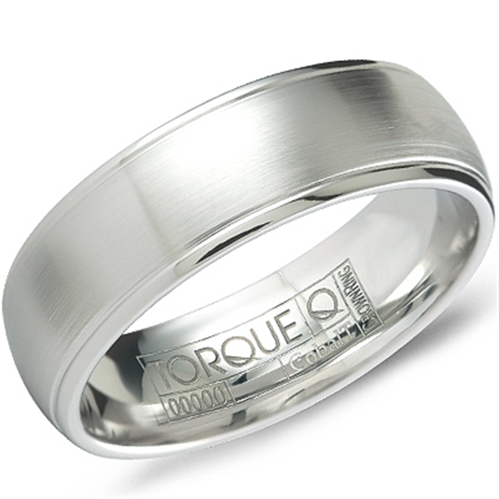 White Cobalt Men's Wedding Band by Crown Ring