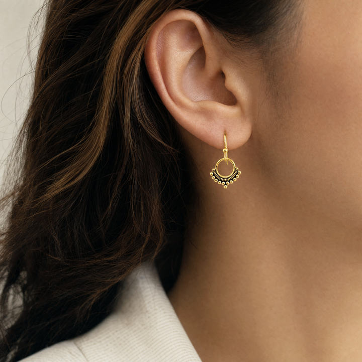 14K Yellow Gold Filled Boho Dot Drop Earrings