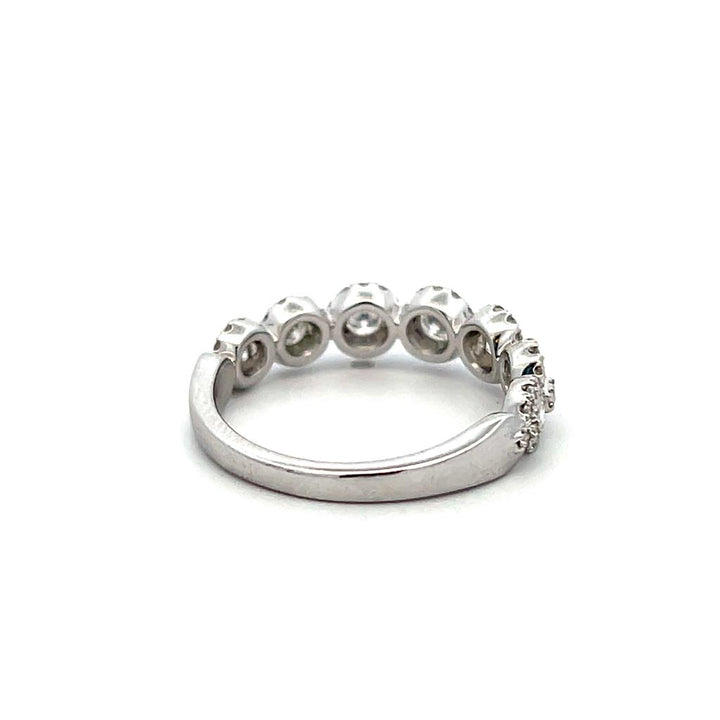 14K White Gold 0.75ctw Diamond Seven Stone Halo Ring