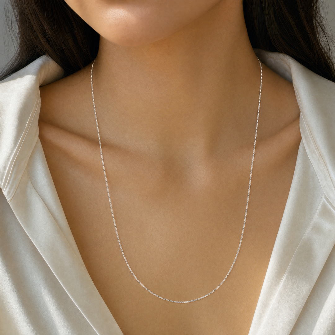 Estate Sterling Silver Box Link Chain Necklace