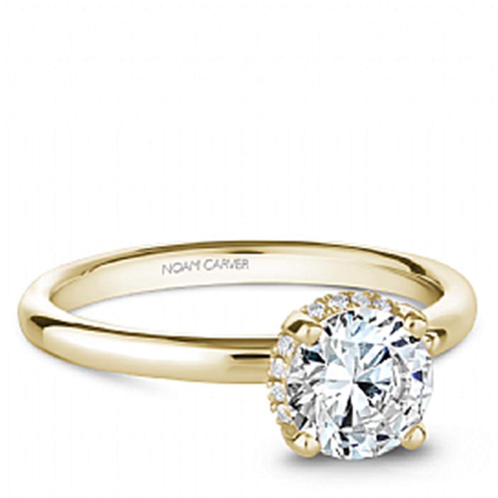 14K Yellow Gold 0.05ctw Diamond Halo Collar Engagement Ring Mounting by Crown Ring