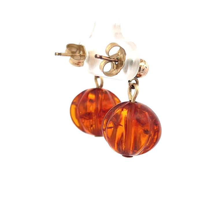Estate 14K Gold Filled Round Amber Drop Earrings