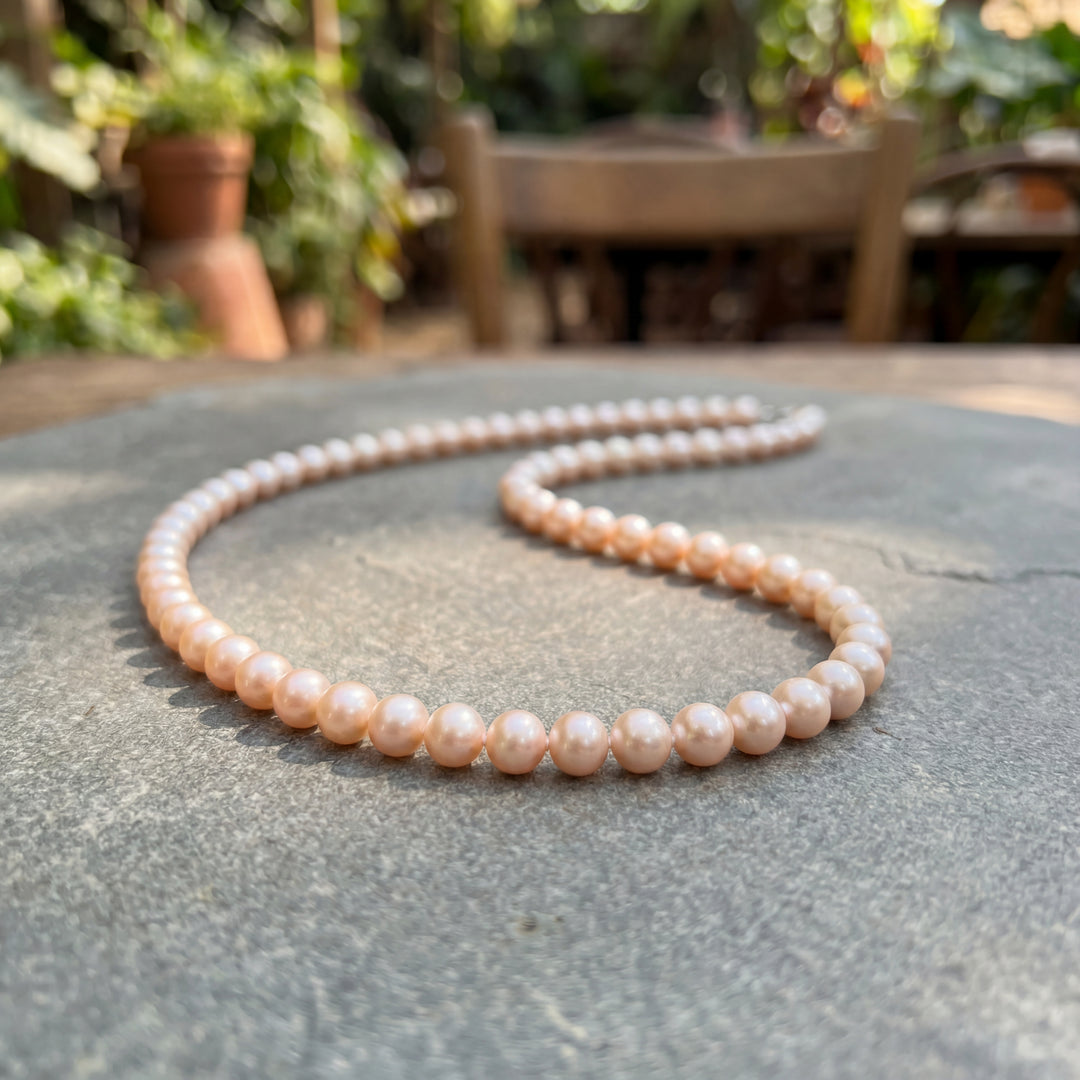 Estate 14K Yellow Gold 6.5MM Freshwater Pearl Strand Necklace