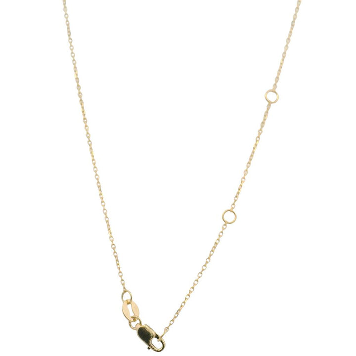 14K Yellow Gold Emerald Diamond Circular Pendant Necklace with Adjustable 18" Chain