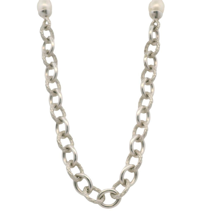 EST Sterling Silver ESPO Pearl & Onyx Bead Necklace 17.5"