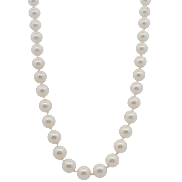 Estate 14K Yellow Gold 6mm Akoya Pearl Strand Necklace