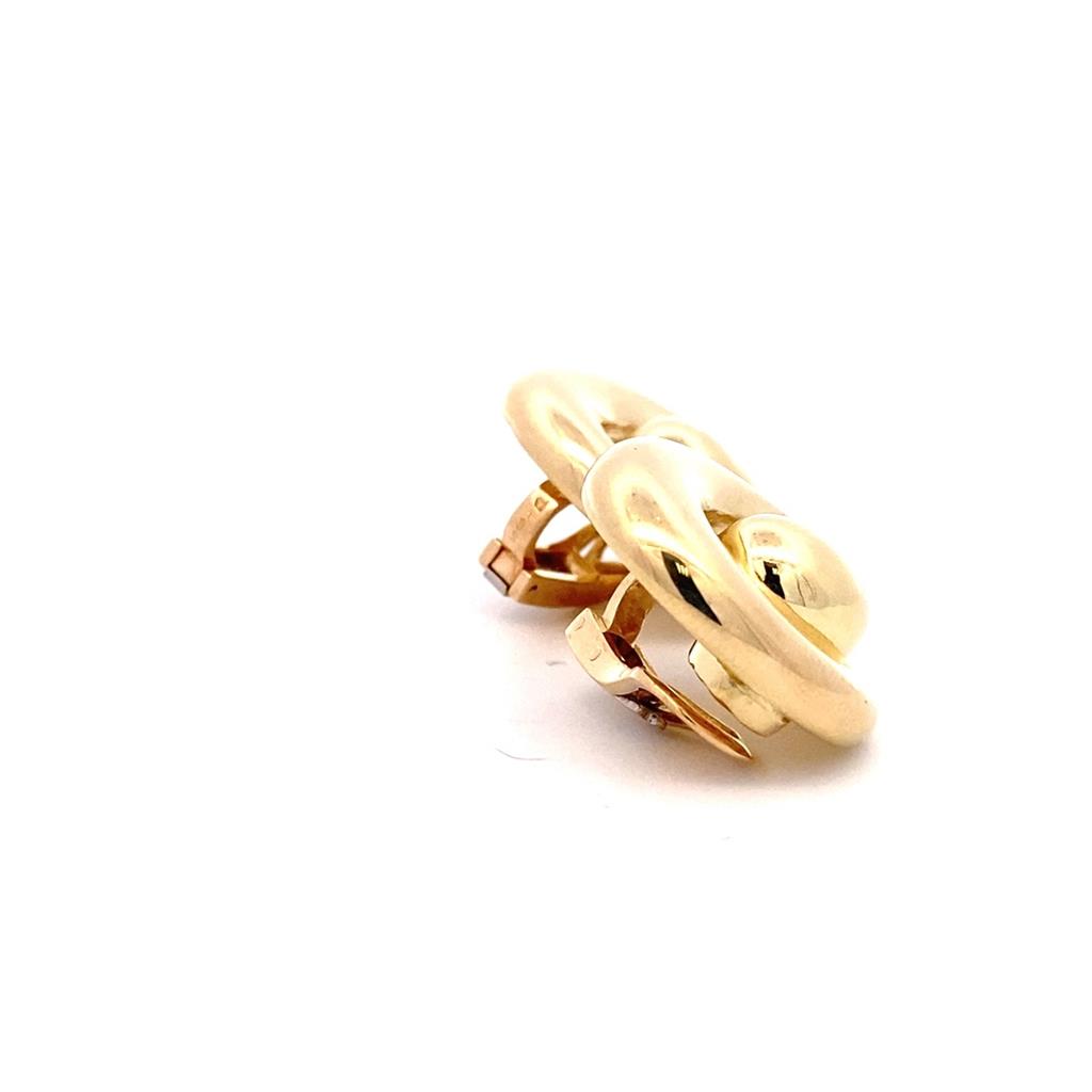 Estate 18K Yellow Gold Swirl Clip On Stud Earrings