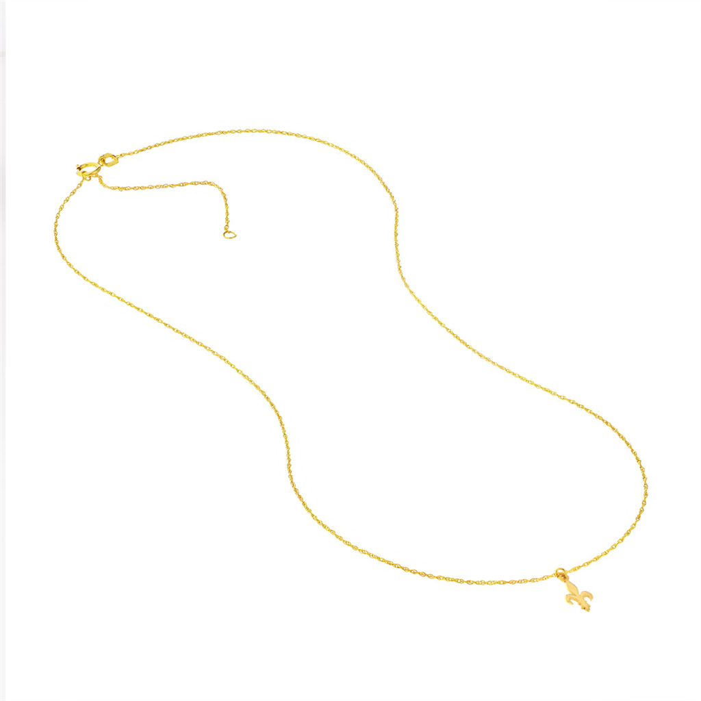 14K Yellow Gold Fleur De Lis Pendant Necklace by Midas Chain