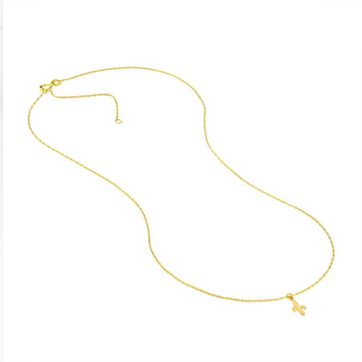 14K Yellow Gold Fleur De Lis Pendant Necklace by Midas Chain