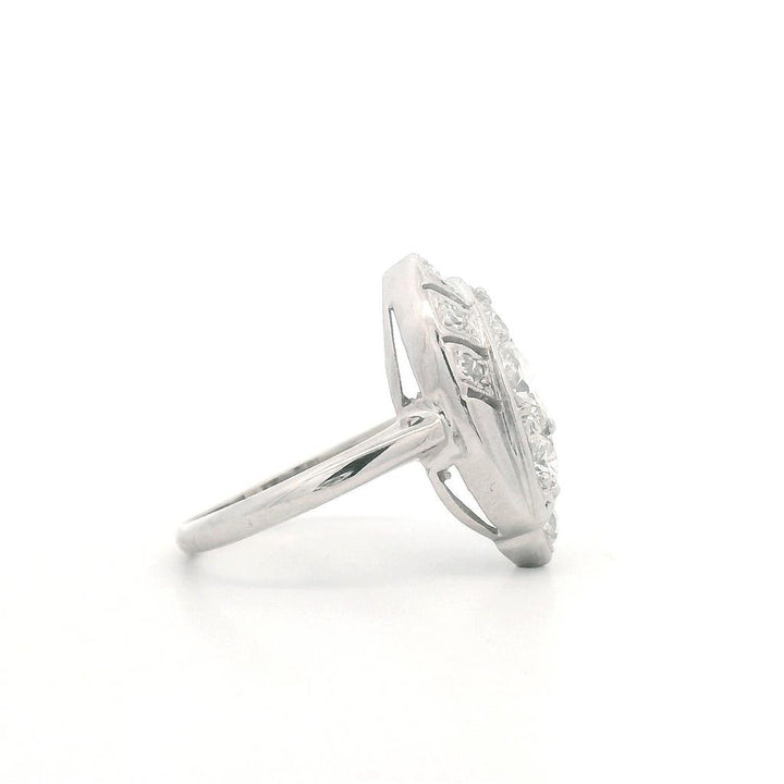 Estate 14K White Gold Art Deco Navette Diamond Ring - 1.33 CTW 1950's Vintage
