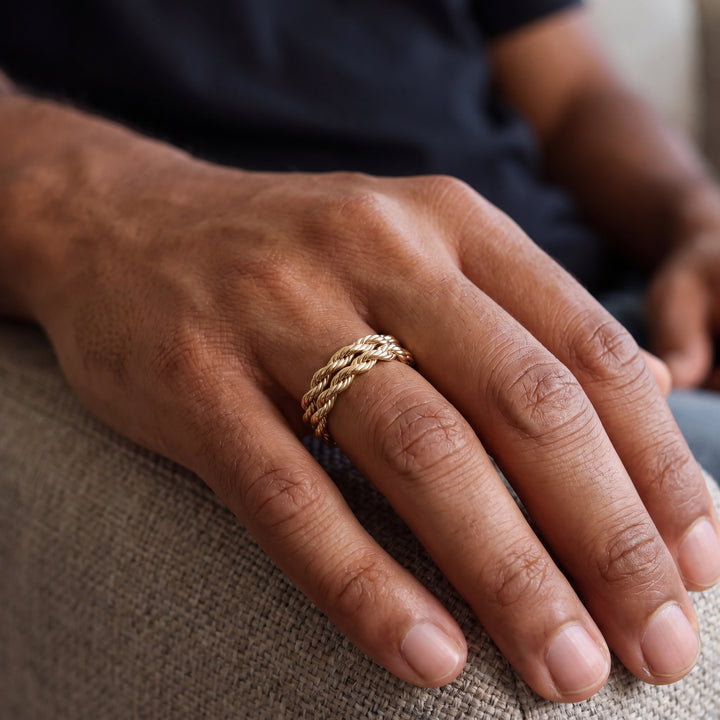 Estate 14K Yellow Gold Double Rope Band Vintage Tiffany & Co. Ring