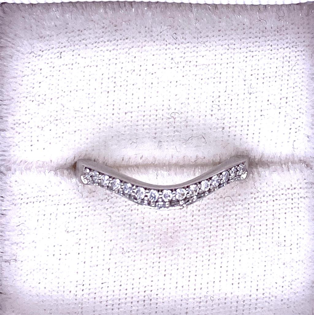 Estate Platinum Diamond Curved Wedding Band Ring