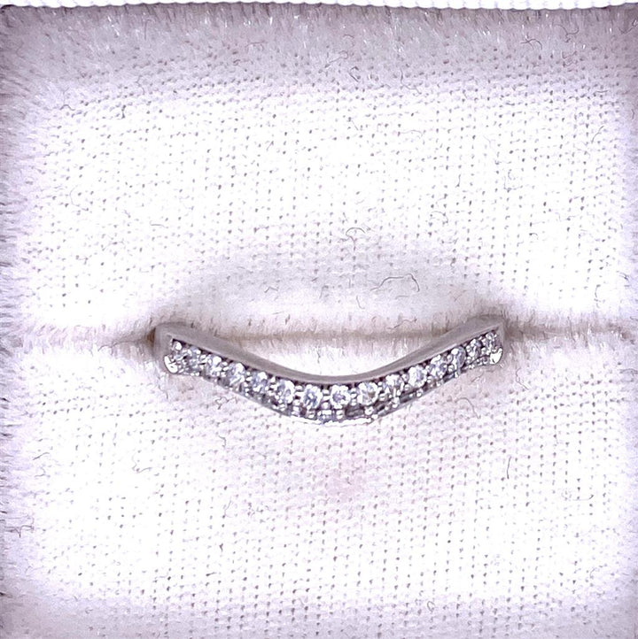 Estate Platinum Diamond Curved Wedding Band Ring