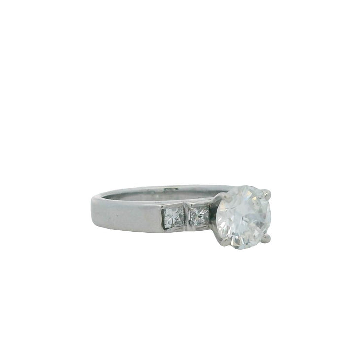 Estate Platinum Round Diamond Engagement Ring - 1.28 TCW Contemporary Design