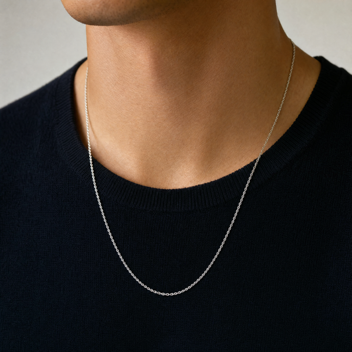 Estate Sterling Silver 0.76MM Cable Chain Necklace