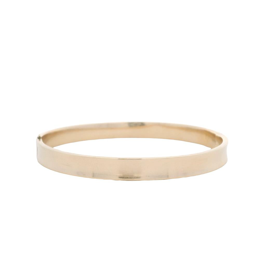 Estate 14K Yellow Gold Hollow Hinged Bangle - Classic Band Design