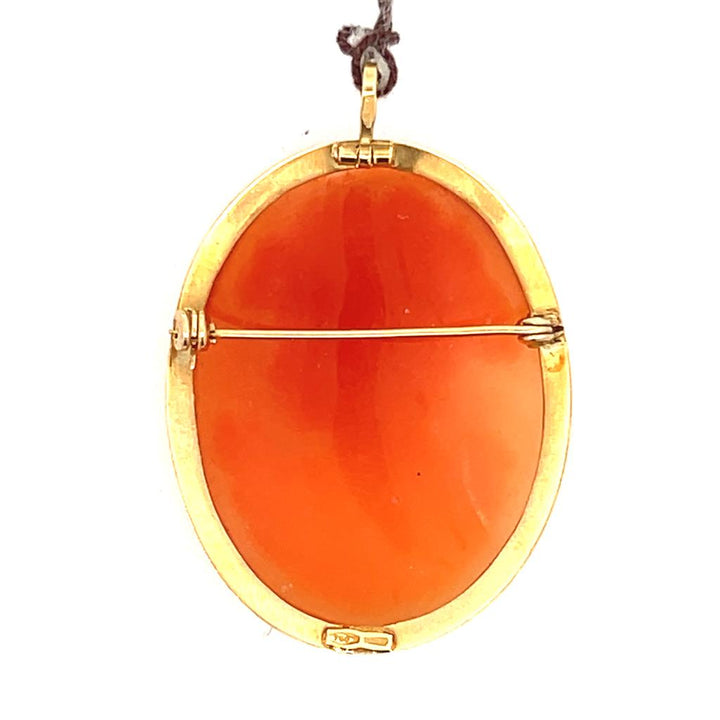 Estate 18K Yellow Gold Piscopo Oval Cameo Pendant or Brooch