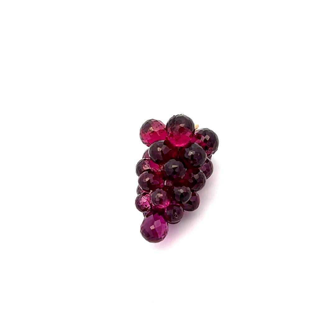 14K Yellow Gold 36.45ctw Briolette Rhodolite Garnet Grape Cluster Pendant