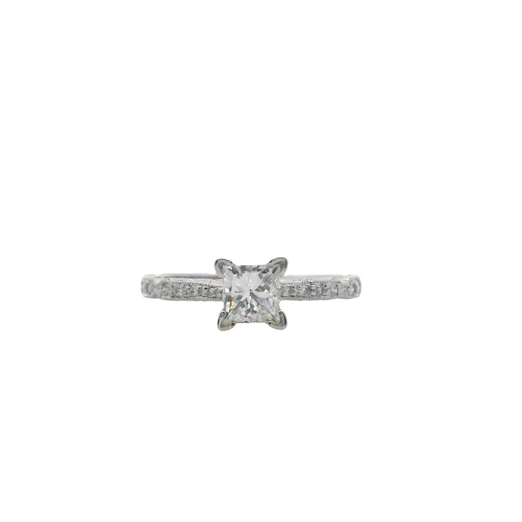 Estate Platinum Princess-Cut Diamond Engagement Ring - 0.82 TCW Contemporary Design
