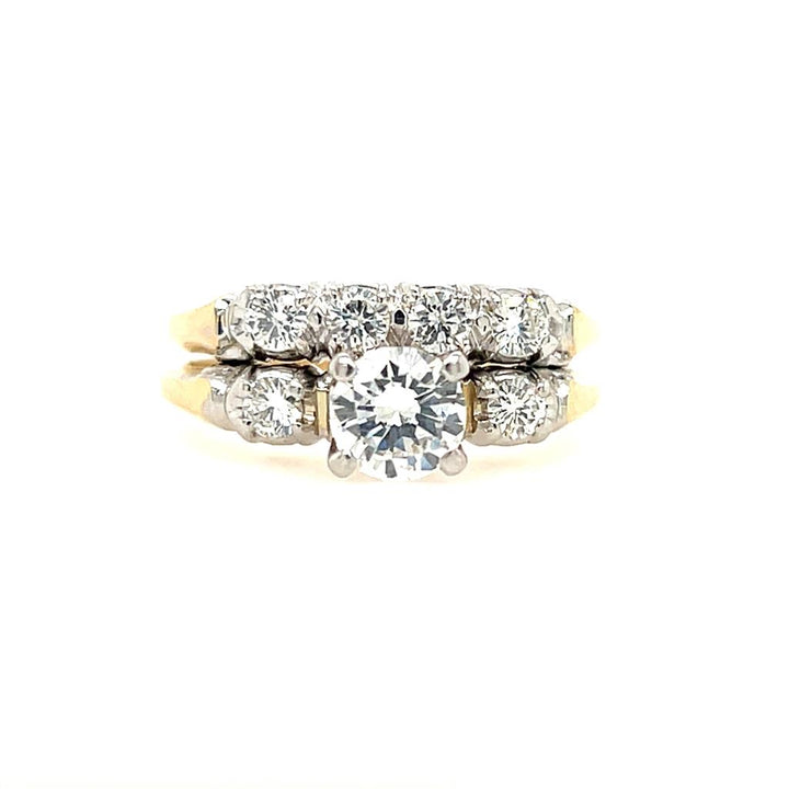 Estate 14K Yellow Gold 0.85ctw Diamond Wedding Ring Set