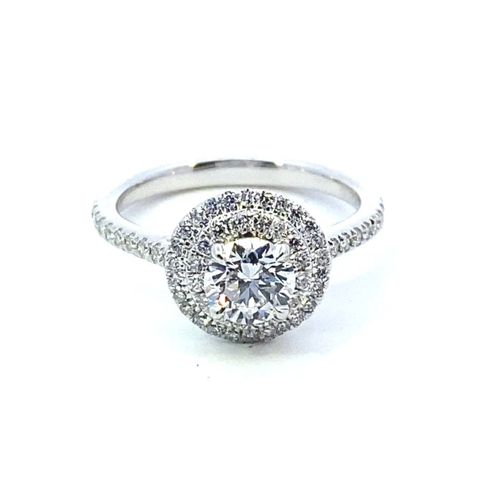 14K White Gold 1.23ctw Round Lab Diamond Halo Engagement Ring