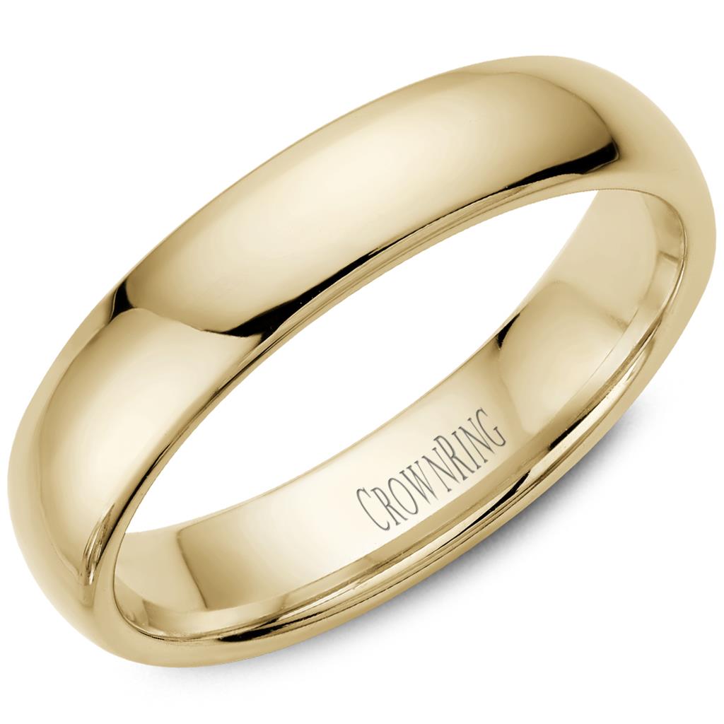 14K Yellow Gold 5mm Men's Wedding Band by Crown Ring