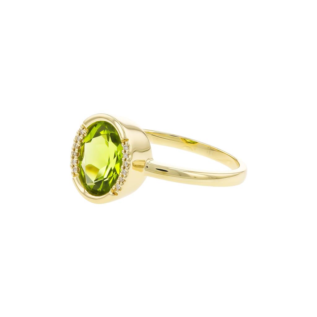 14K Yellow Gold 1.75ctw Oval Peridot & Diamond Half Halo Ring by Allison Kaufman