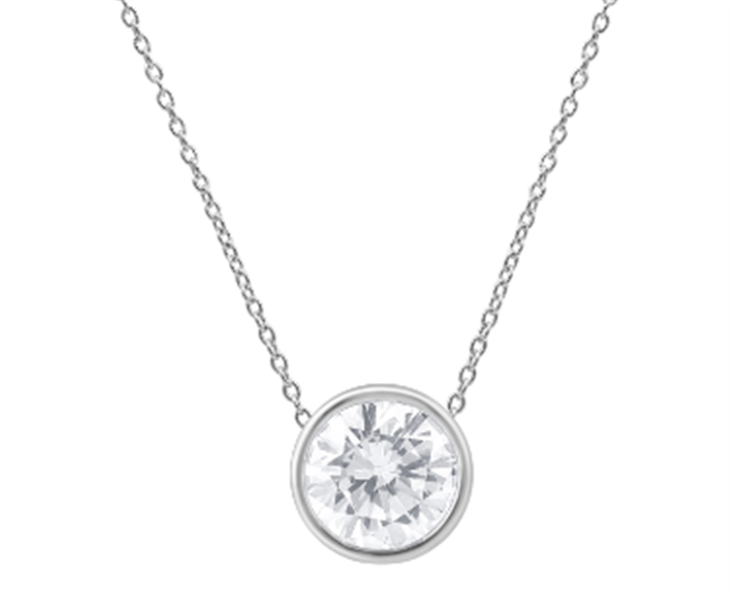 14K White Gold 1ctw Round Lab Diamond Solitaire Necklace