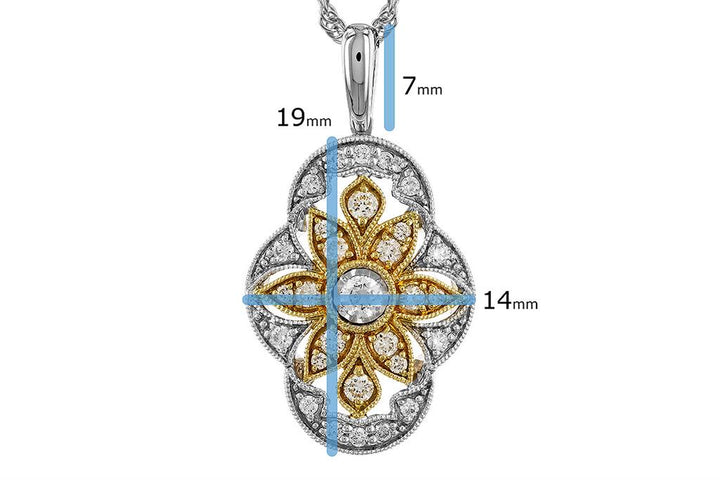 14K Two Tone Gold 0.33ctw Diamond Vintage Inspired Necklace by Allison Kaufman