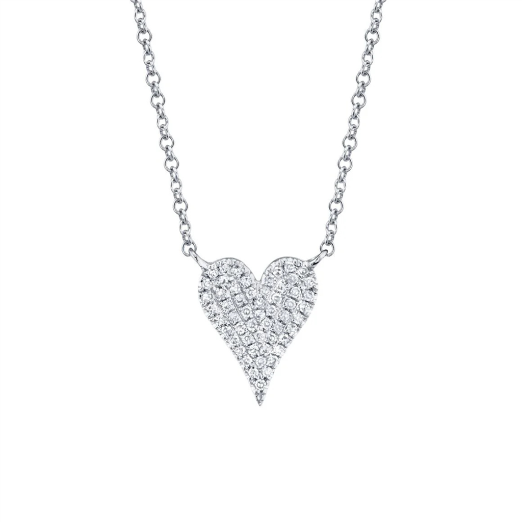 14K White Gold 0.11ctw Diamond Cluster Heart Necklace by Shy Creation