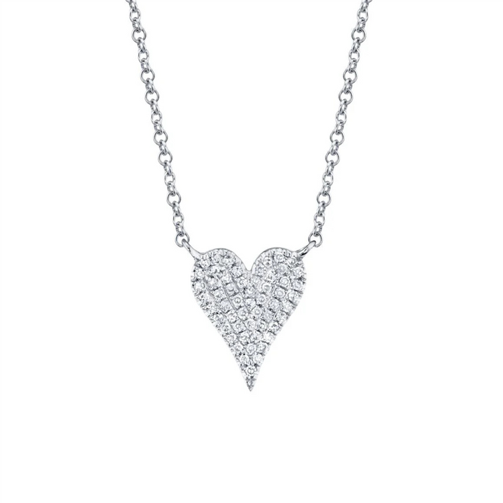 14K White Gold 0.11ctw Diamond Cluster Heart Necklace by Shy Creation