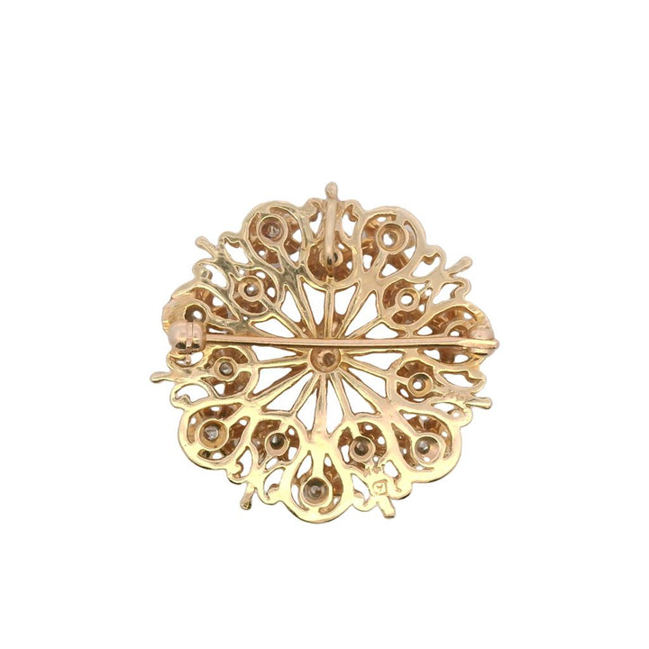 Estate 14K Yellow Gold 0.73ctw Victorian Revival Diamond Pendant/Brooch