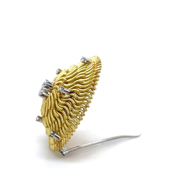 Estate 18K Yellow Gold 0.22ctw Diamond Swirl Brooch