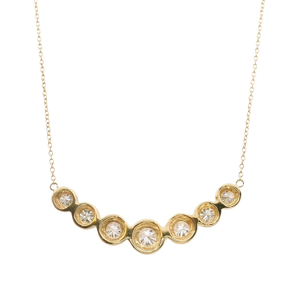 Estate 14K Yellow Gold Contemporary Diamond Bezel Necklace