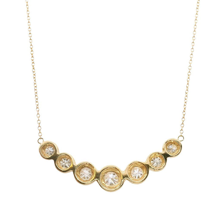 Estate 14K Yellow Gold Contemporary Diamond Bezel Necklace