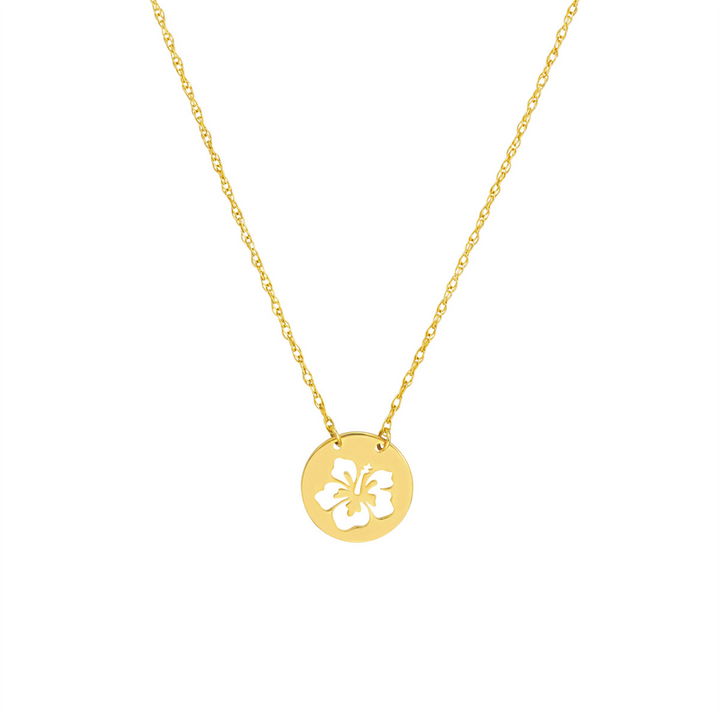 14K Yellow Gold Flower Pendant Necklace by Midas Chain