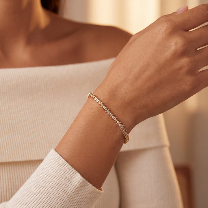 Estate 14KT Yellow Gold Diamond S-Link Bracelet, Vintage