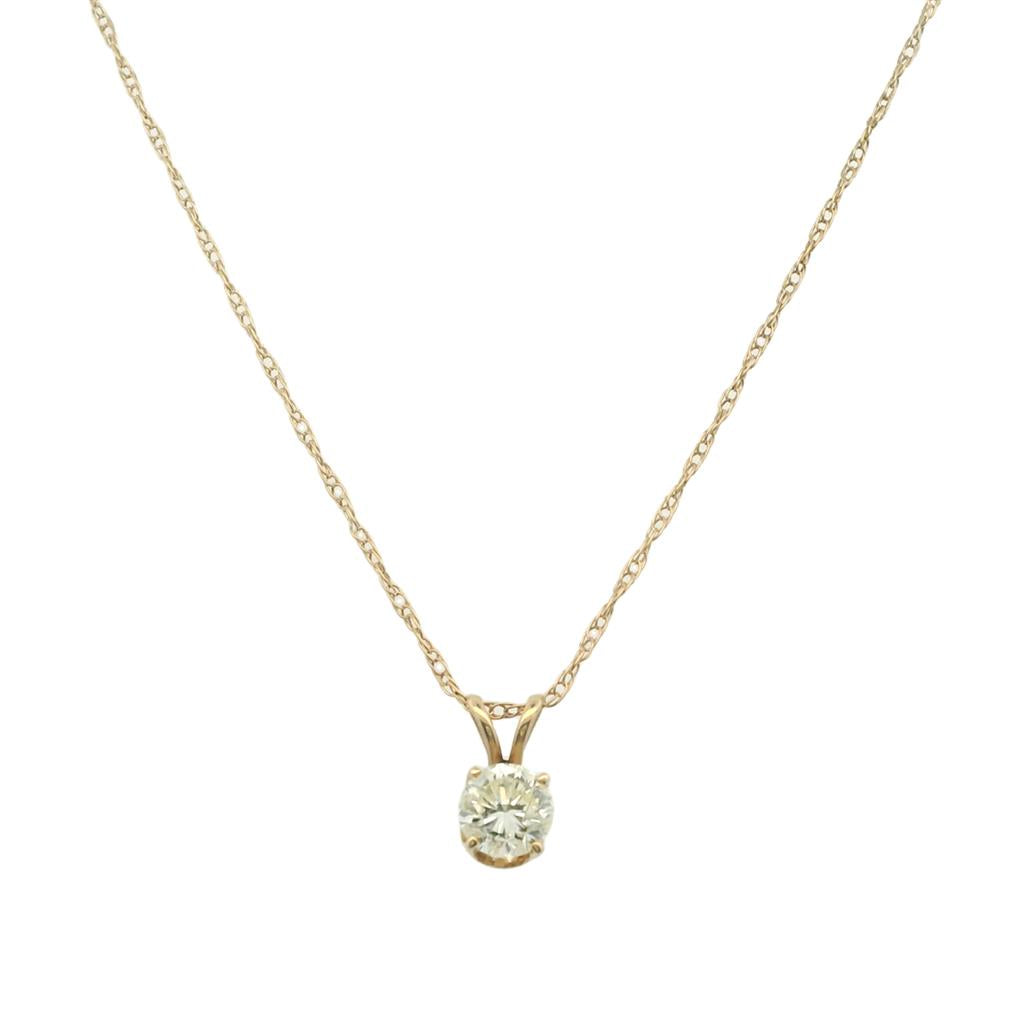 Estate 14K Yellow Gold 0.47ctw Diamond Solitaire Necklace