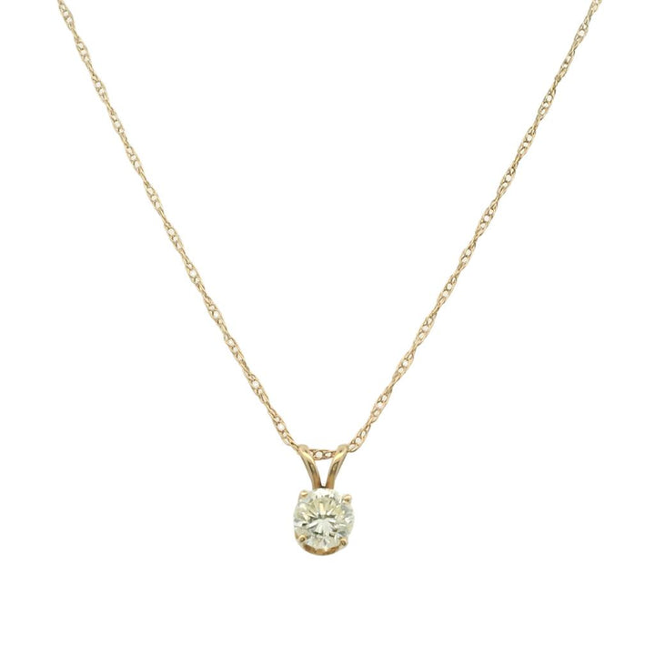 Estate 14K Yellow Gold 0.47ctw Diamond Solitaire Necklace