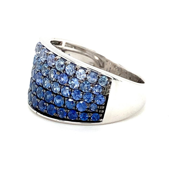 14K White Gold 2.30ctw Ombre Blue Sapphire Wide Fashion Band by Le Vian