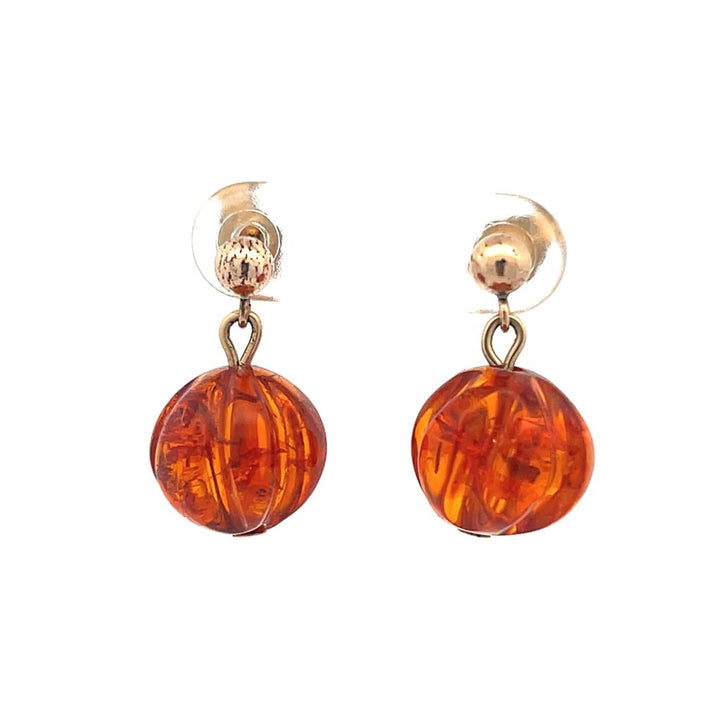 Estate 14K Gold Filled Round Amber Drop Earrings
