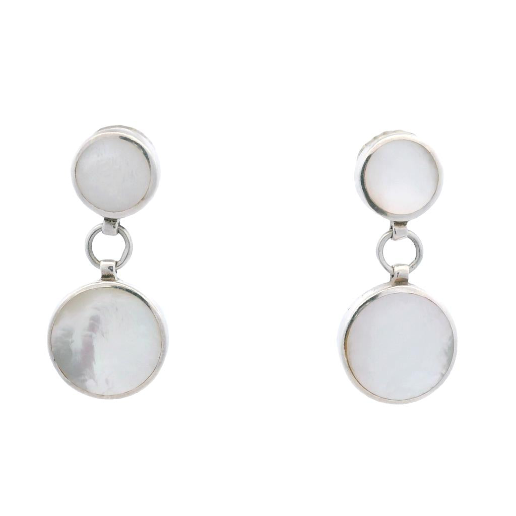 Estate Sterling Silver Mother of Pearl Drop Earrings