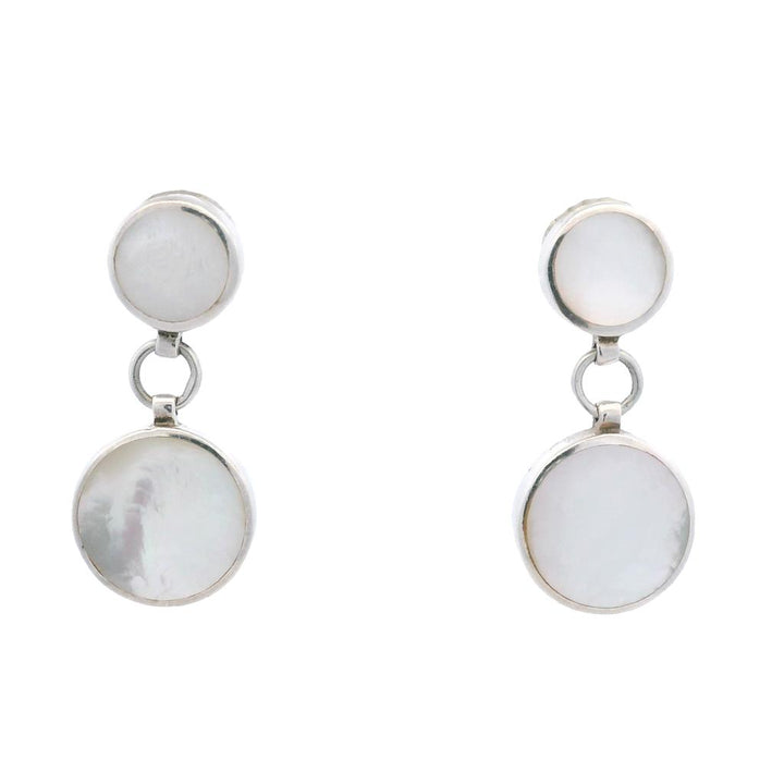 Estate Sterling Silver Mother of Pearl Drop Earrings