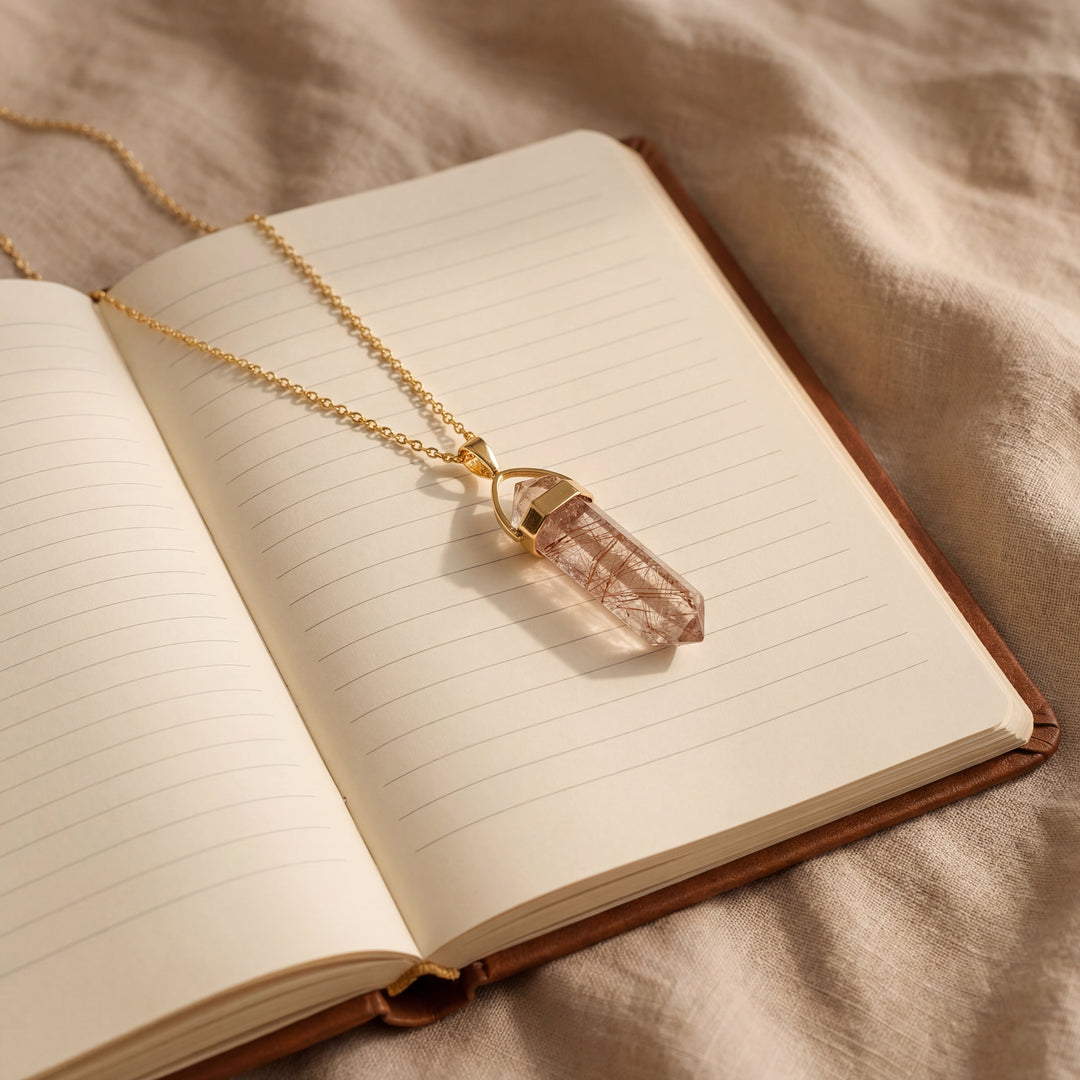 Estate 14K Yellow Gold Rutilated Quartz Pendant