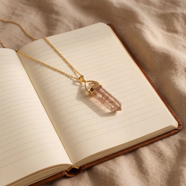 Estate 14K Yellow Gold Rutilated Quartz Pendant