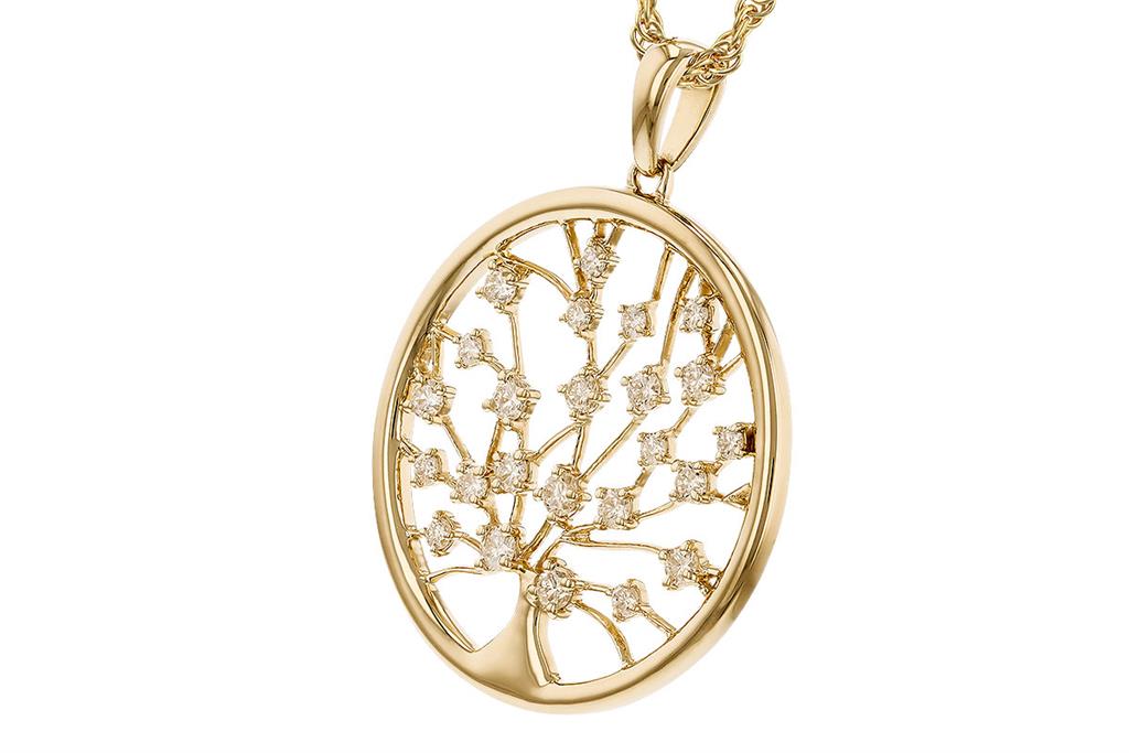 14K Yellow Gold 0.32ctw Diamond Tree Necklace by Allison Kaufman
