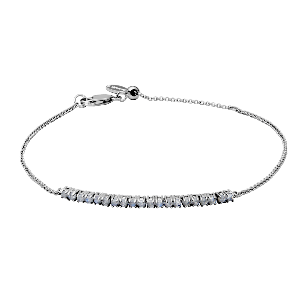 Sterling Silver Rainbow Moonstone Bolo Bracelet by Samuel B.