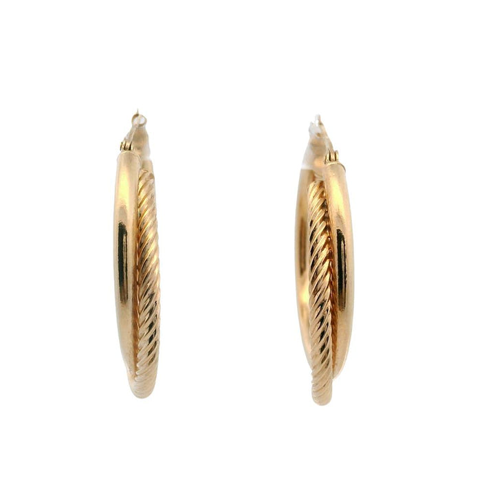 Estate 14K Yellow Gold Hollow Twisted Hoop Earrings
