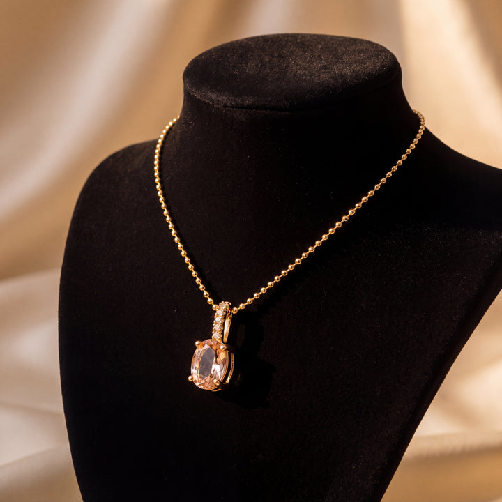 Estate 14K Rose Gold 0.81CTW Oval Morganite & Diamond Pendant