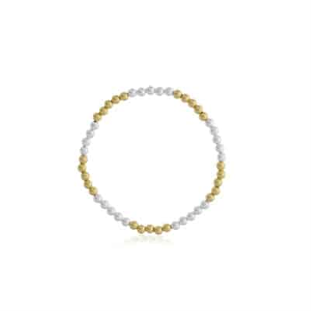 Dee Berkley Two-Tone Alternating Gold-Filled and Sterling Silver Beaded Bracelet